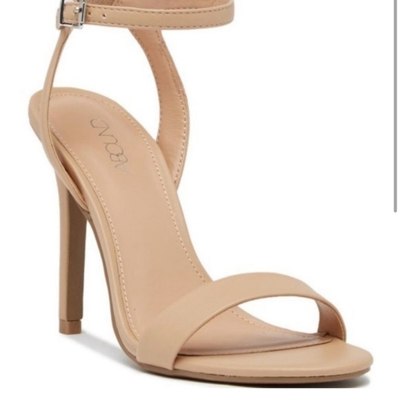 NEW Nordstrom Nude Tan Beige Ankle Strap Heels Minimalist Capsule Wardrobe 8.5 - Picture 5 of 8